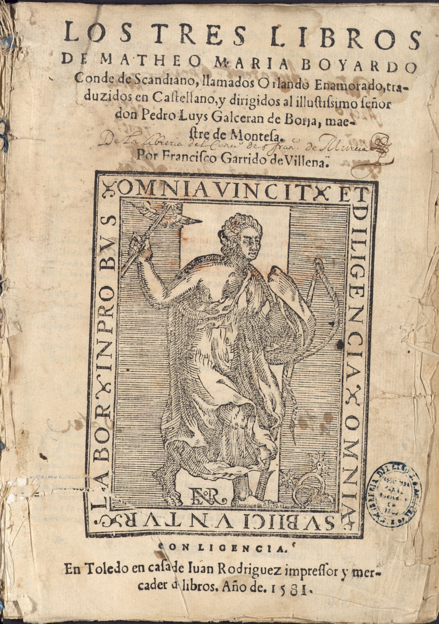 Orlando enamorado, Toledo, 1581