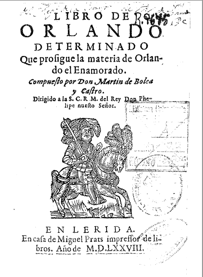 Orlando determinado, Lérida, 1578
