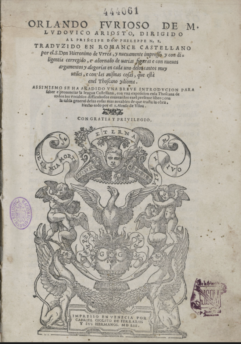 Orlando furioso, Venezia, 1553