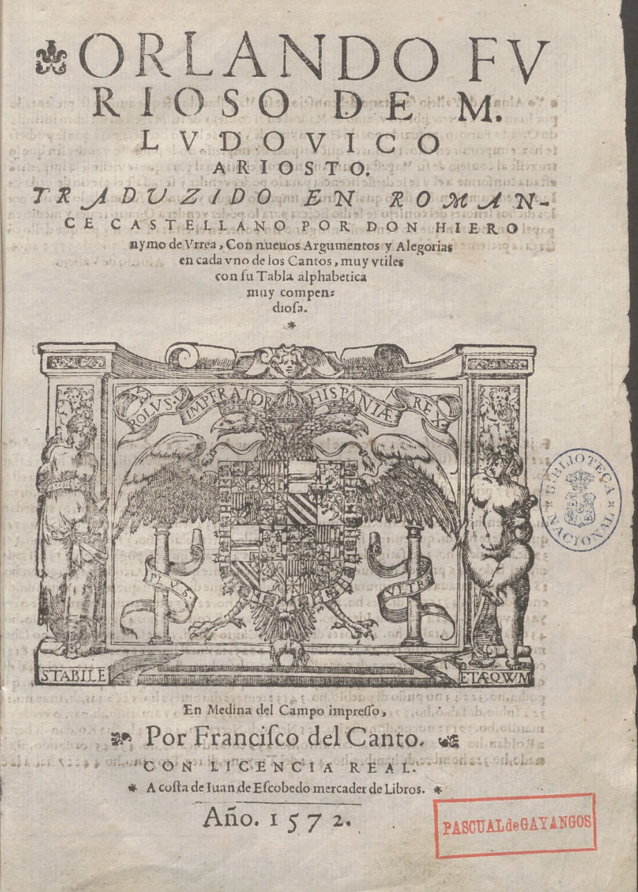 Orlando furioso, Medina del Campo, 1572