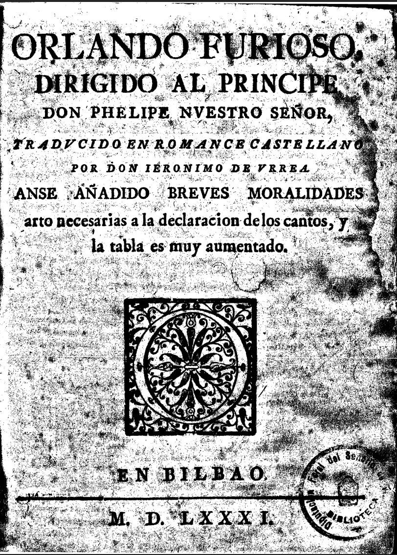 Orlando furioso, Bilbao, 1581