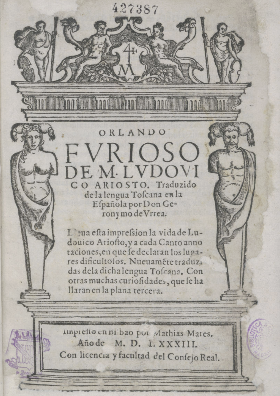 Orlando furioso, Bilbao, 1583a