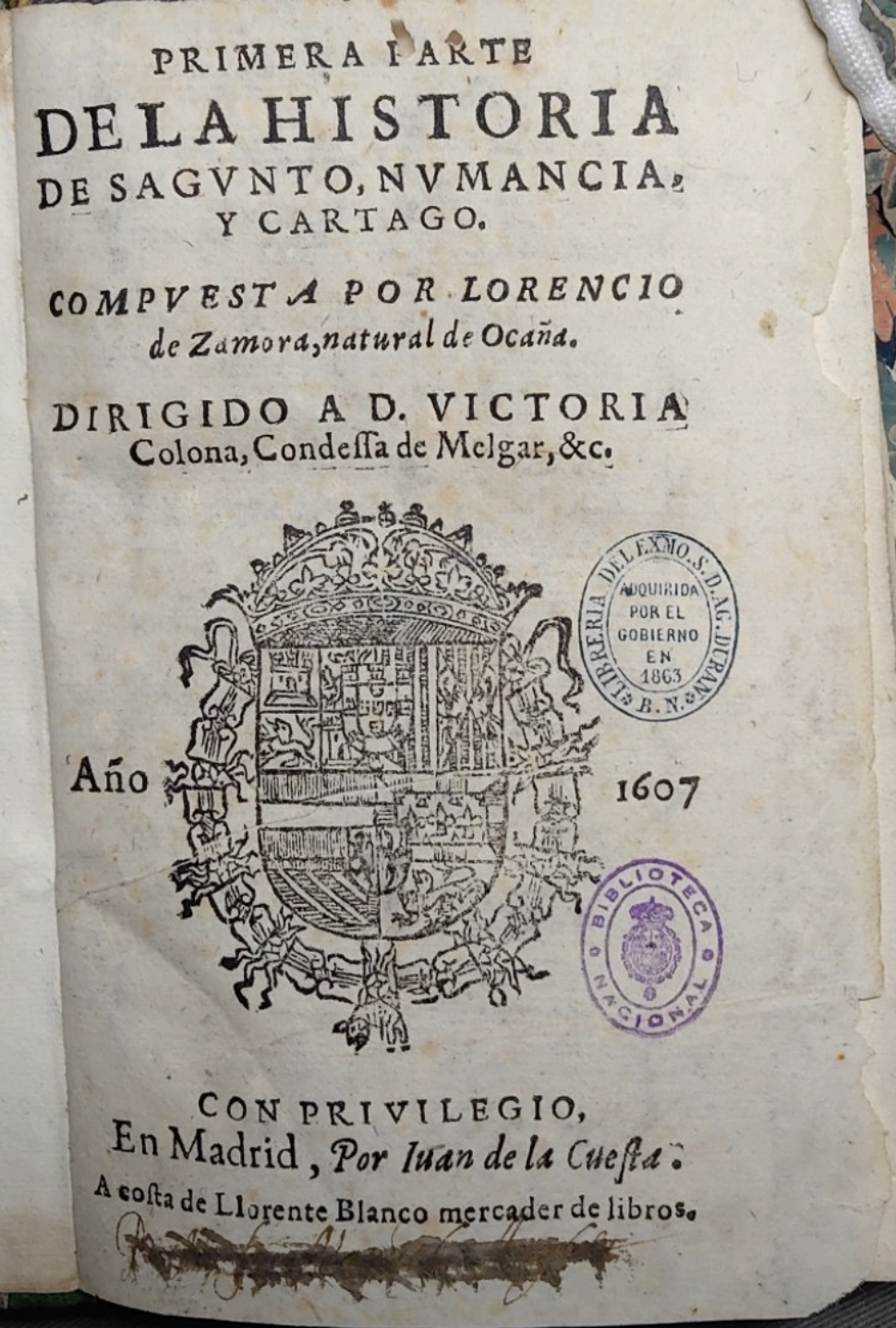 La Saguntina, Madrid, Juan de la Cuesta, 1607