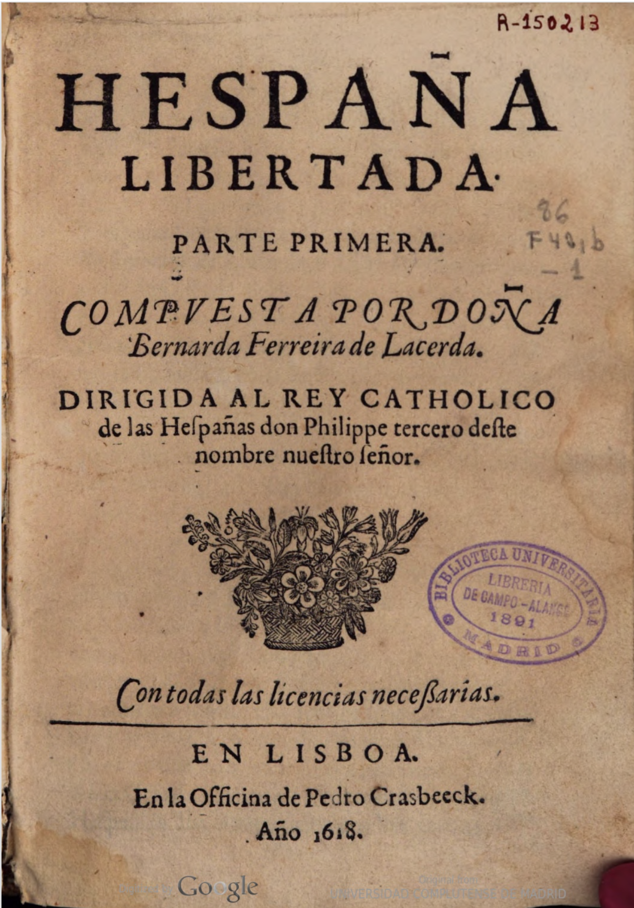 España Libertada, Primera parte, 1618a
